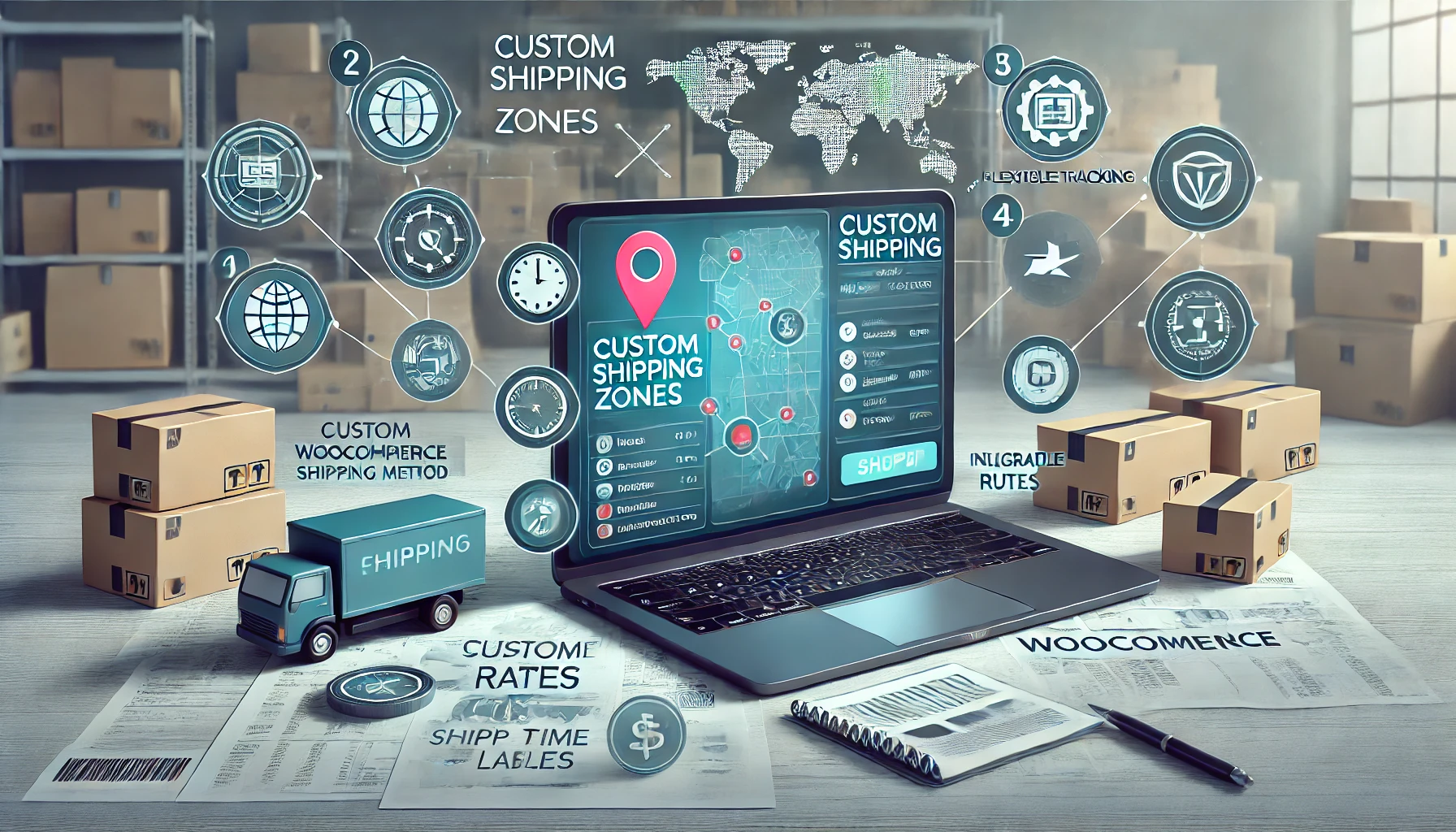 Illustration of a shipping plugin features